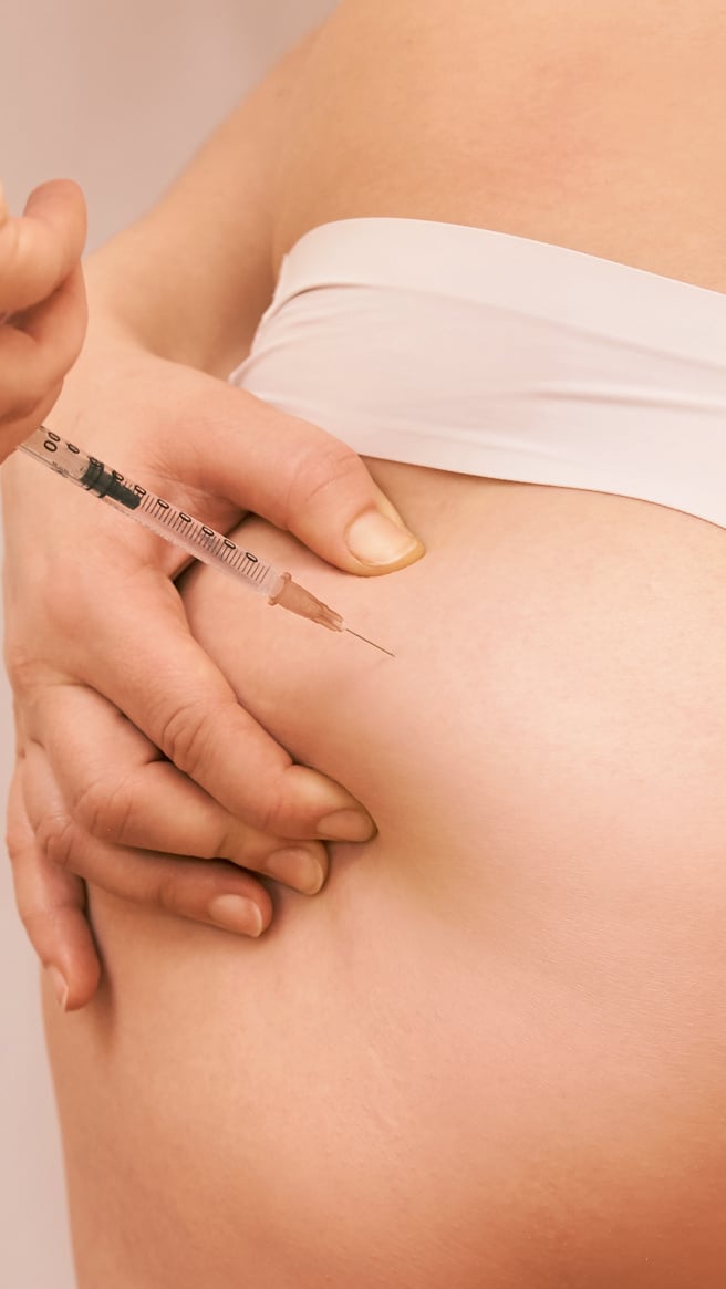 Female Butt Injection. Self Ass Syringe. Taking Body Injecting